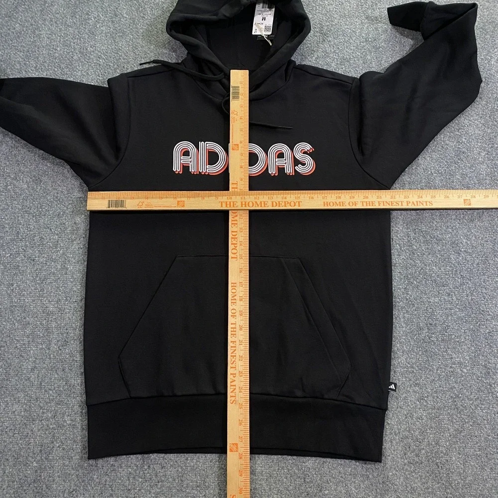 Adidas 3D Retro 70s Striped Logo Hoodie Adult M Black Spell Out Disco Groovy NWT